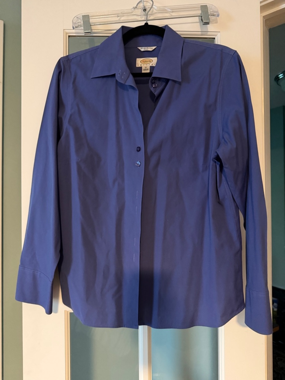 Talbots Petite Tailored Button-Front Shirt in Royal Blue